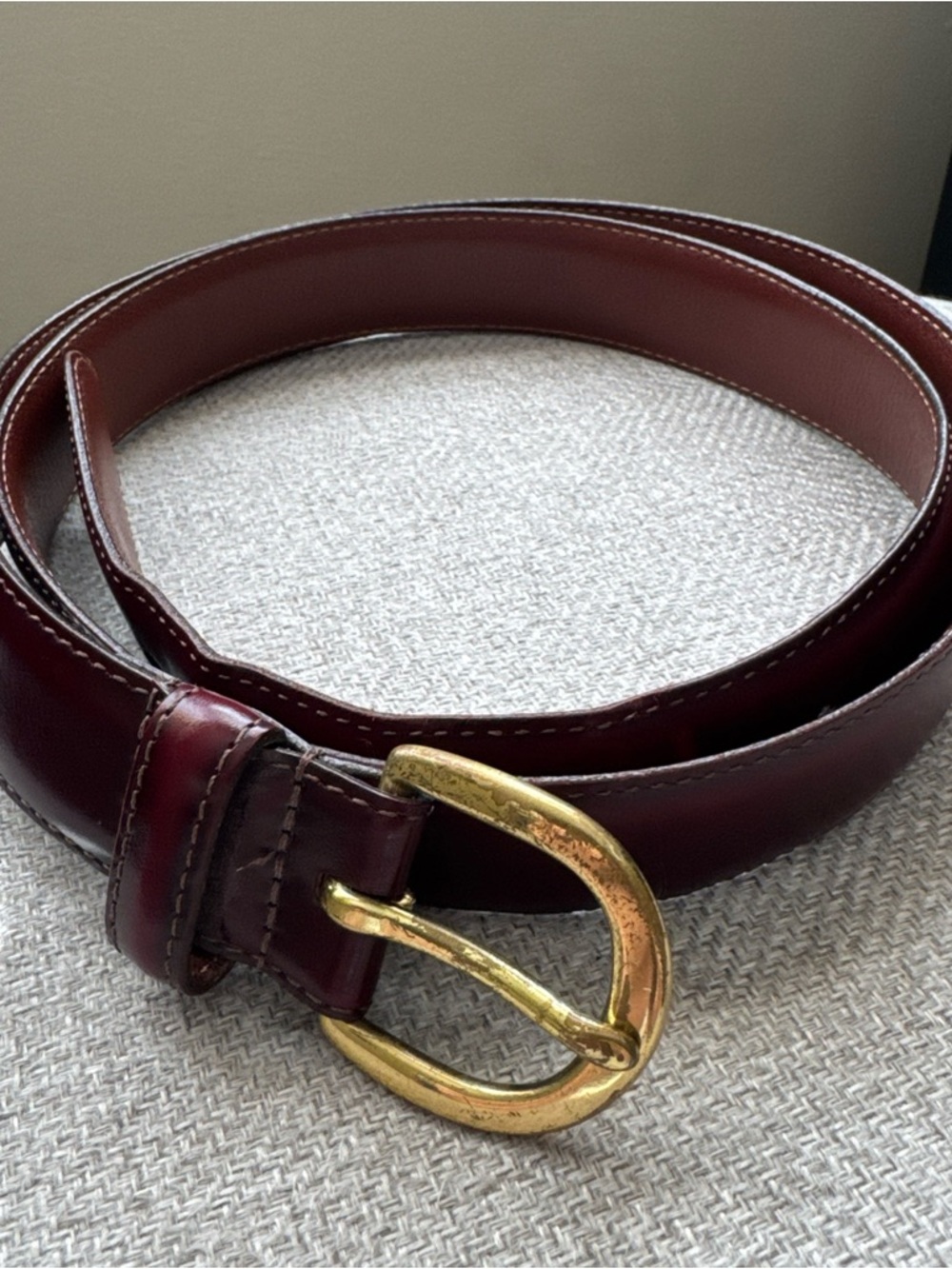 Vintage COACH 3931  Dark Burgundy Genuine Leather Brass Buckle Belt Size 40 USA
